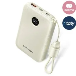 Vention Power Bank 20000mAh (USB-C + USB-C/USB-C/USB-A) with Built-in USB-C to USB-C Cable 22.5W - Beige